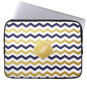Funda Para Portátil Manga de portátil del patrón de cheurón azul de la
