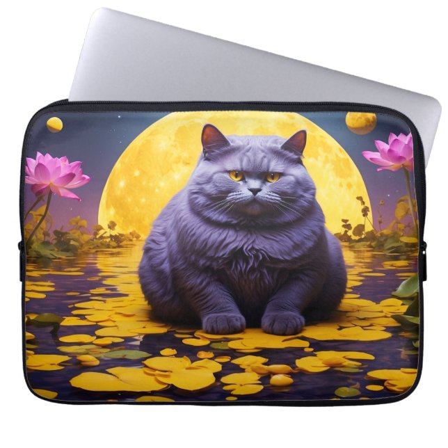 Funda Para Portátil Manga de portátil - Diseño de gato elegante (Frente)