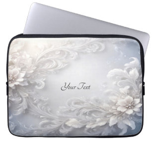 Funda Para Portátil Manga de portátil Floral blanca