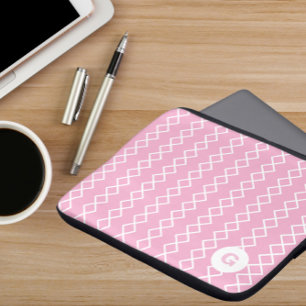 Funda Para Portátil Manga de portátil Geométrica Rosa Monograma