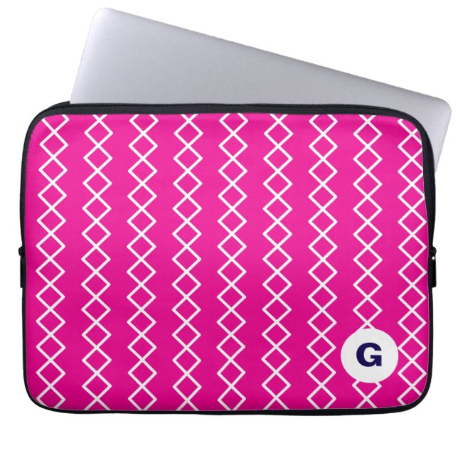 Funda Para Portátil Manga de portátil Geométrica Rosa Monograma (Frente)