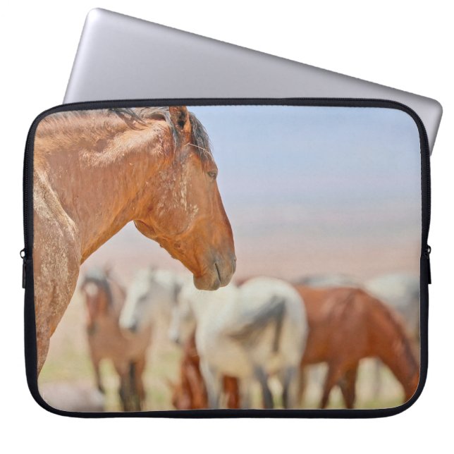 Funda Para Portátil Manga de portátil para caballos salvajes (Frente)