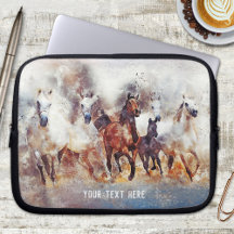 Manga de portátil Watercolor Wild Running Horses