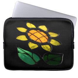 Funda Para Portátil Manga de vidrio manchado de flor decorativa grande