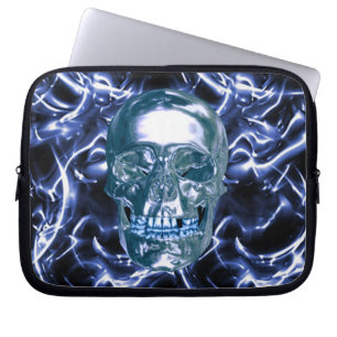Funda Para Portátil Manga del portátil Electric Blue Chrome Skull