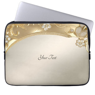 Funda Para Portátil Manga dorada Ornate Floral para portátiles