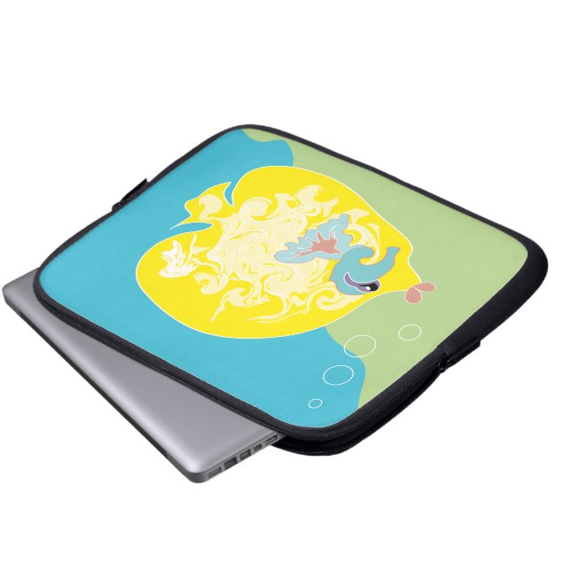 Funda Para Portátil Manga electrónica de peces amarillos (Inferior anverso)