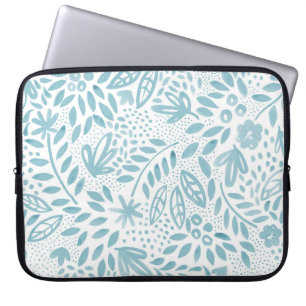 Funda Para Portátil Manga floral azul del ordenador portátil de la