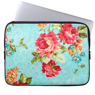 Funda Para Portátil Manga floral del ordenador portátil del rosa rojo