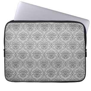 Funda Para Portátil Manga gris negra de moda y de la MOD del damasco