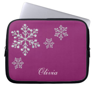 Funda Para Portátil Manga magenta del ordenador portátil de los copos