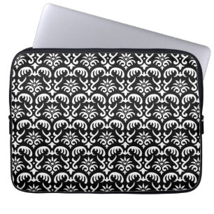 Funda Para Portátil Manga negra de moda y de la MOD del damasco del