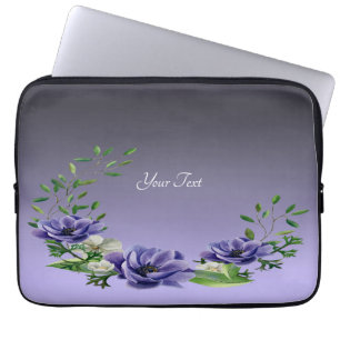 Funda Para Portátil Manga para portátiles de color acuático con flores