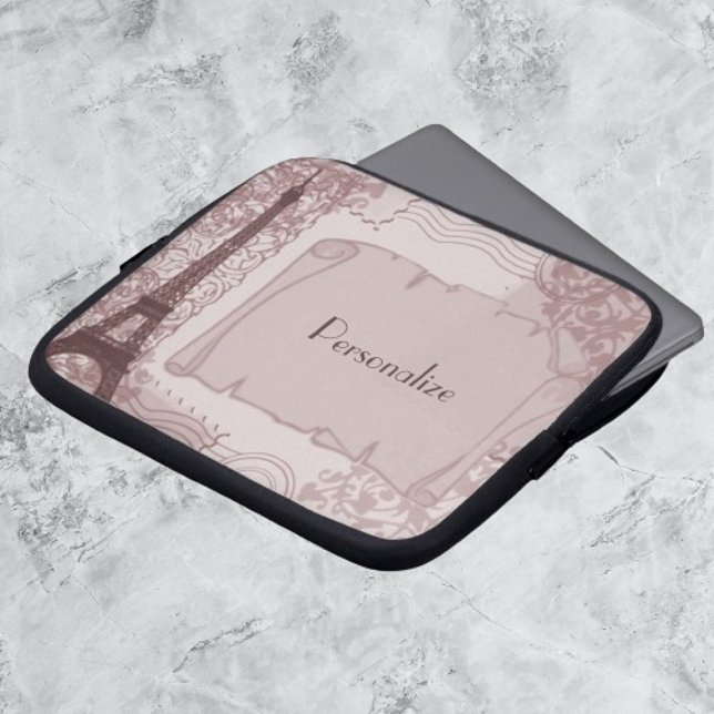 Funda Para Portátil Manga parisina de portátiles rosados (Pink Parisian Personalized Laptop Sleeve)