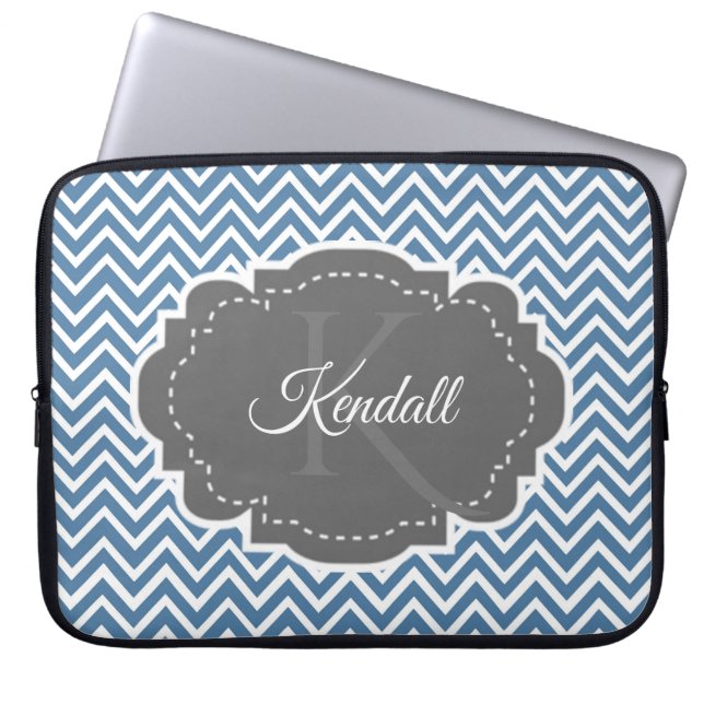Funda Para Portátil Manga personalizada de portátil Blue Chevron (Frente)