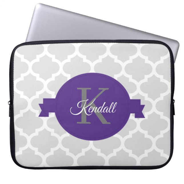 Funda Para Portátil Manga personalizada de portátil Purple Quatrefoil (Frente)