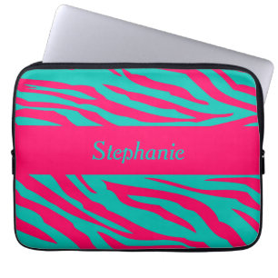 Funda Para Portátil Manga personalizada de portátiles con cebra rosa y