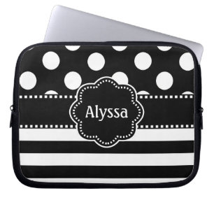 Funda Para Portátil Manga personalizada raya blanca negra del