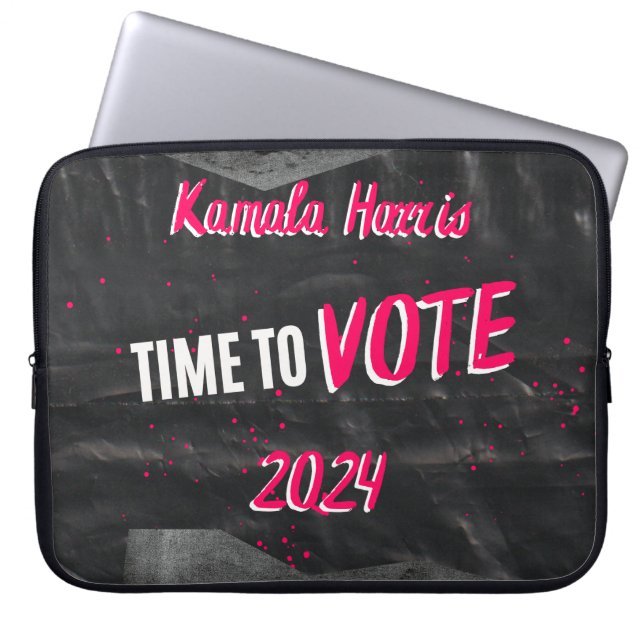 Funda Para Portátil Manga portátil Kamala Harris. Negro y gris. (Frente)