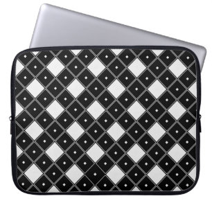 Funda Para Portátil Mangas de forma de diamante blanco y negro