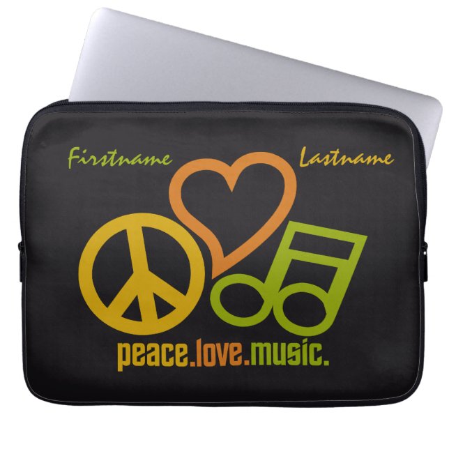 Funda Para Portátil Mangas de personalizado de música Peace Love (Frente)