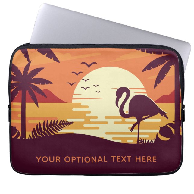 Funda Para Portátil Mangas de personalizado de texto Flamingo Tropical (Frente)
