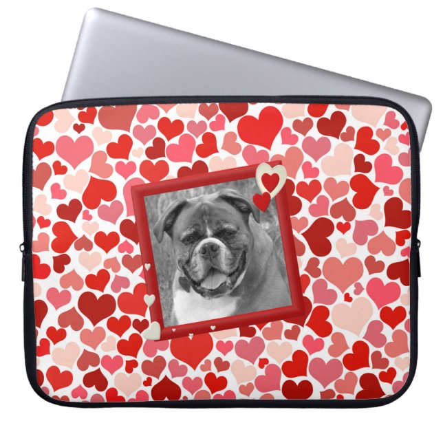 Funda Para Portátil Mangas de portátil Boxer Dog Hearts (Frente)