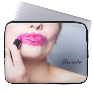 Funda Para Portátil Mangas personalizadas de nombre de lápiz labial no