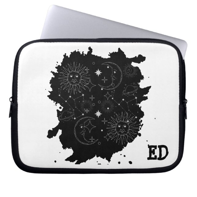 FUNDA PARA PORTÁTIL MANGUITO DE ASTROLOGÍA(B&W) (Frente)