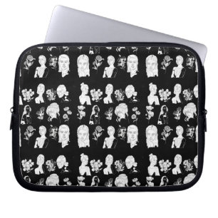 FUNDA PARA PORTÁTIL MANGUITO DE FLORES Y MUJERES (B&W)