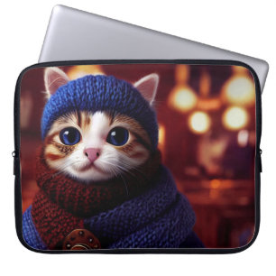 FUNDA PARA PORTÁTIL MANGUITO DE LAPTOP DE COFFEE CAT ART