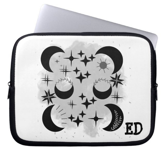 FUNDA PARA PORTÁTIL MANGUITO MOON & STARS(B&W) (Frente)