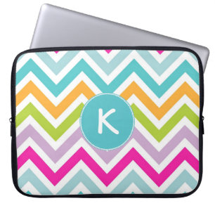 Funda Para Portátil Manguito superior monograma colorido Chevron