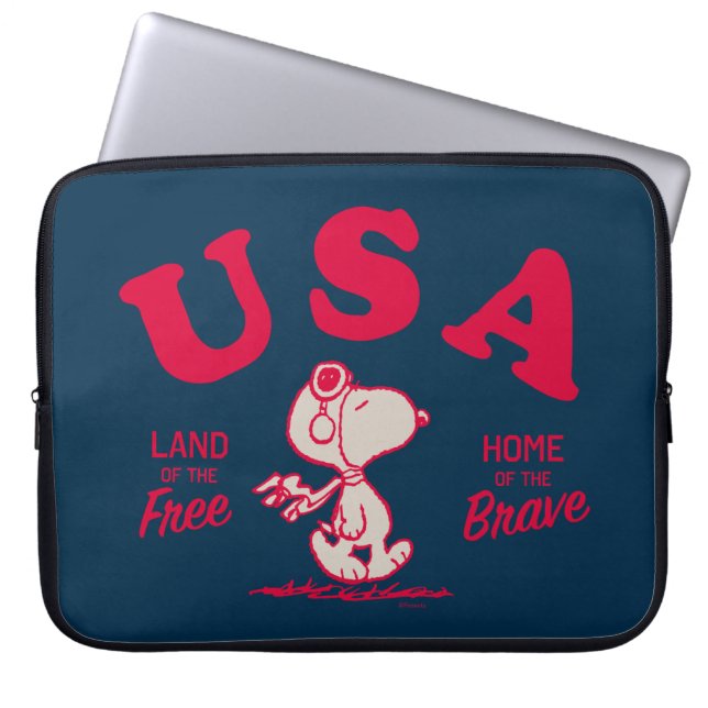 Funda Para Portátil Maní | Tierra libre de Snoopy USA (Frente)