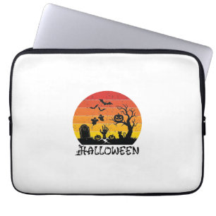 Funda Para Portátil Mano de Zombie de Halloween Lápida Árbol Gato Negr