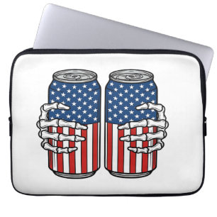 Funda Para Portátil Manos de esqueleto patriótico vintage sosteniendo