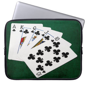 Funda Para Portátil Manos de Póquer - Flush Real - Juego de Clubs