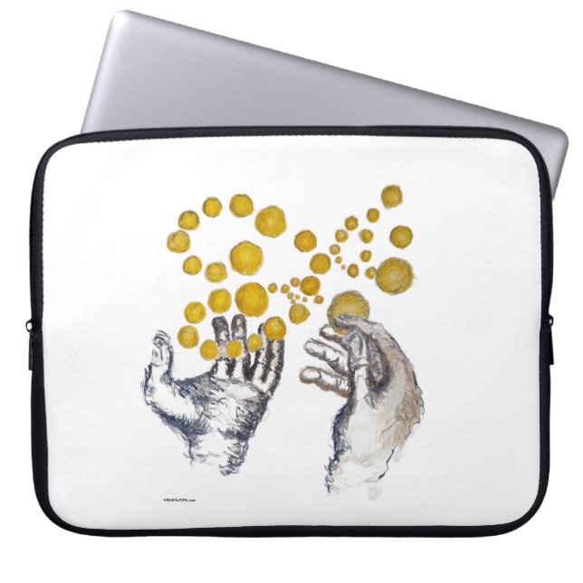 Funda Para Portátil Manos Extendidas con Globos Dorados (Frente)