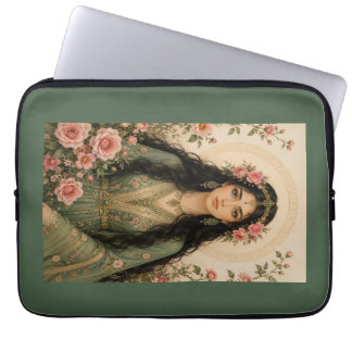 Funda Para Portátil Manta de felpa Lady Floral Esmeralda | Rosa Persa