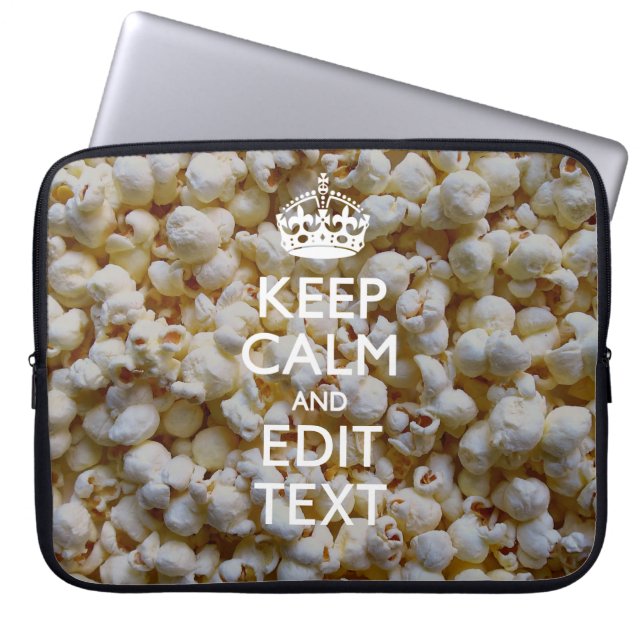 Funda Para Portátil MANTENER CALMA Y Popcorn de texto (Frente)