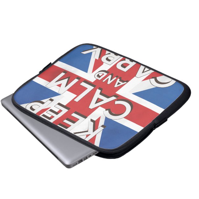 Funda Para Portátil Mantener la calma y llevar la bandera británica (Inferior anverso)