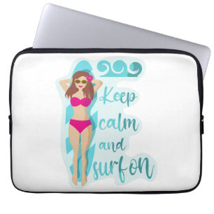 Funda Para Portátil Mantener la calma y navegar en la tarjeta chica de