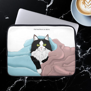 Funda Para Portátil Mantitas de Gato Esmoquin Rosado Azul Caprichoso A