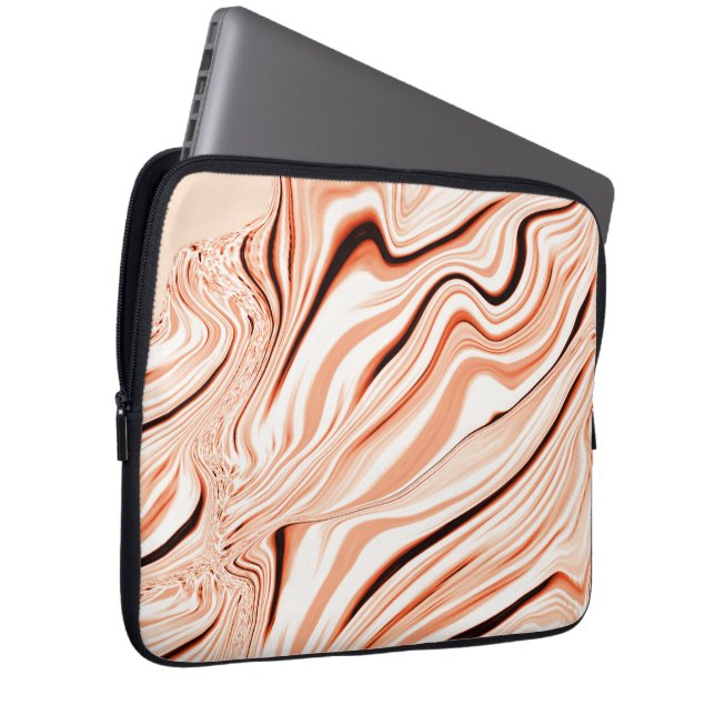 Funda Para Portátil Manzanas en tonos beige, cilindro marrón curvo (Anverso derecho)