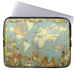 Funda Para Portátil Mapa Antiguo del Mundo del Imperio Británico, 1886