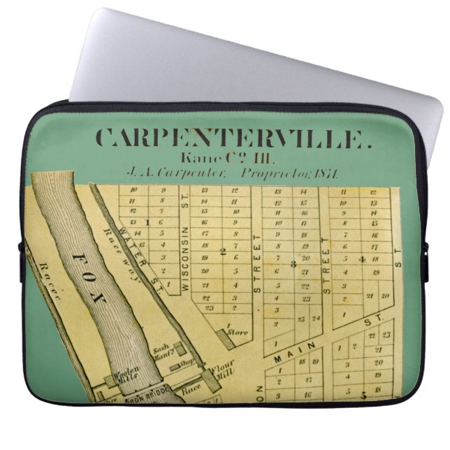 FUNDA PARA PORTÁTIL MAPA CARPENTERSVILLE DUNDEE ILLINOIS 1871 (Frente)