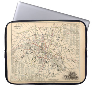 Funda Para Portátil Mapa de 1858: Itineraire des Omnibus dans Paris Fr