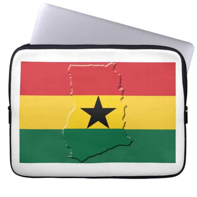 Funda Para Portátil Mapa de bandera de GHANA Computadora Patriótica (Frente)