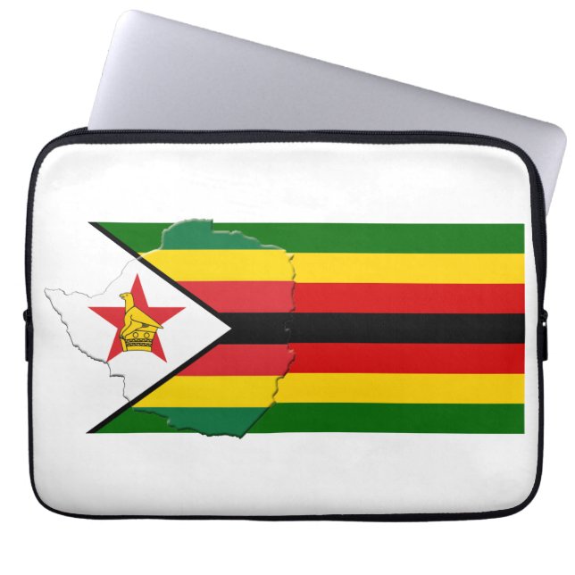 Funda Para Portátil Mapa de bandera de ZIMBABWE Computadora Patriótica (Frente)