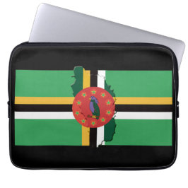 Funda Para Portátil Mapa de bandera DOMINICA Patriótico NEGRO